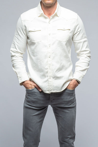Sullivan Linen Cotton Snap Shirt In Off White - AXEL'S