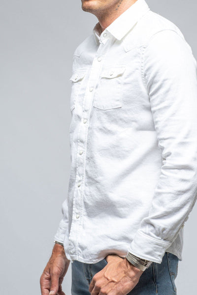 Sullivan Linen Cotton Snap Shirt In White - AXEL'S
