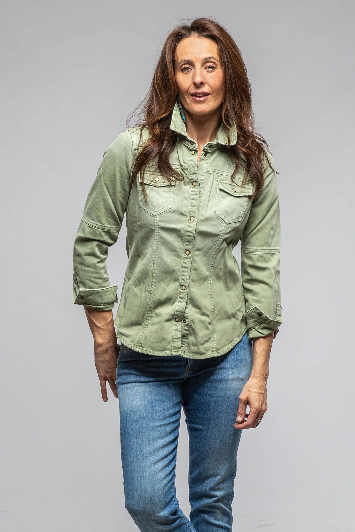 Axel's Premium Denim Sweetwater Denim Shirt In Menta | Ladies - Tops