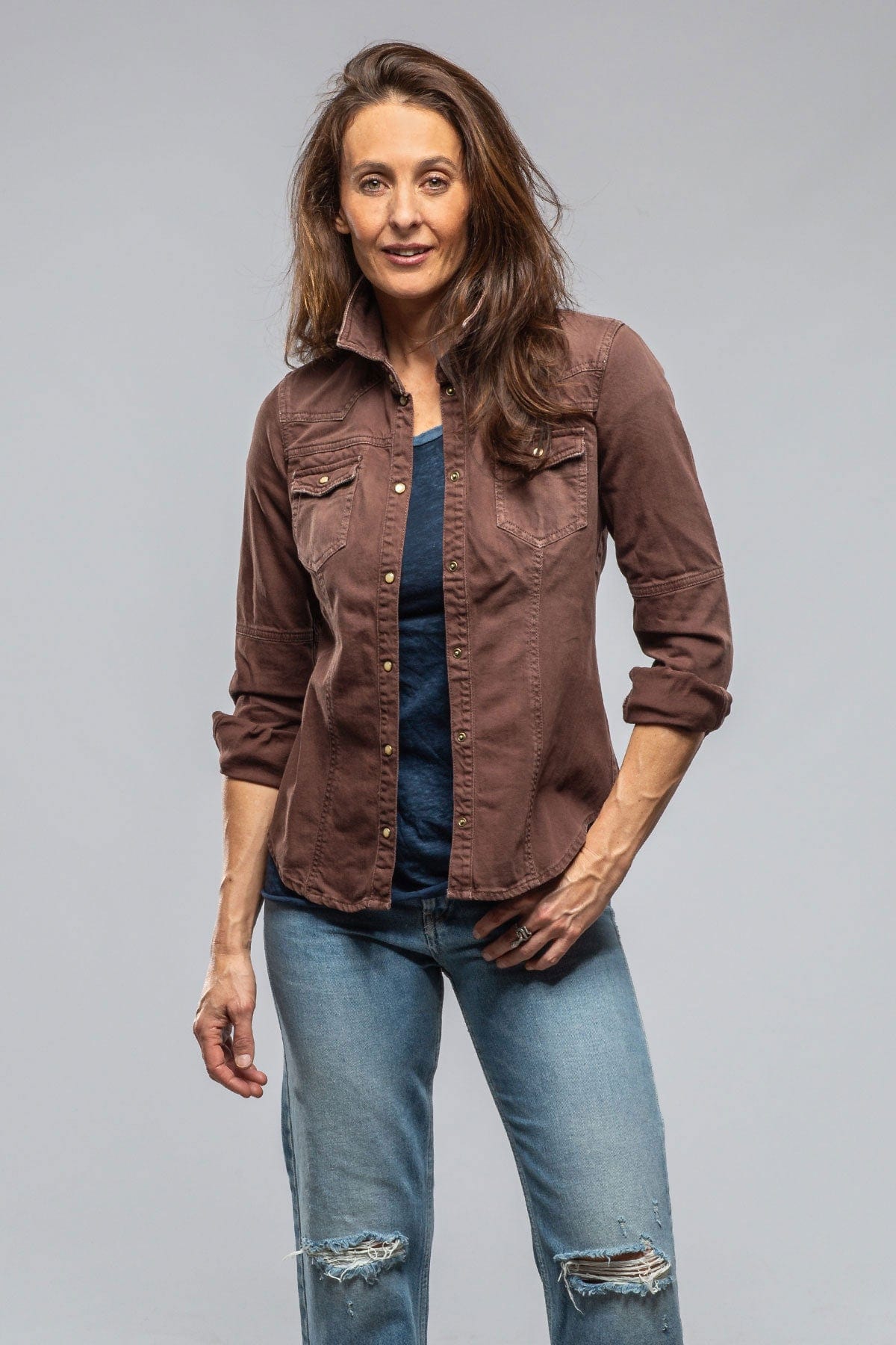 Axels Premium Denim Sweetwater Denim Shirt In Mogano Ladies - Tops