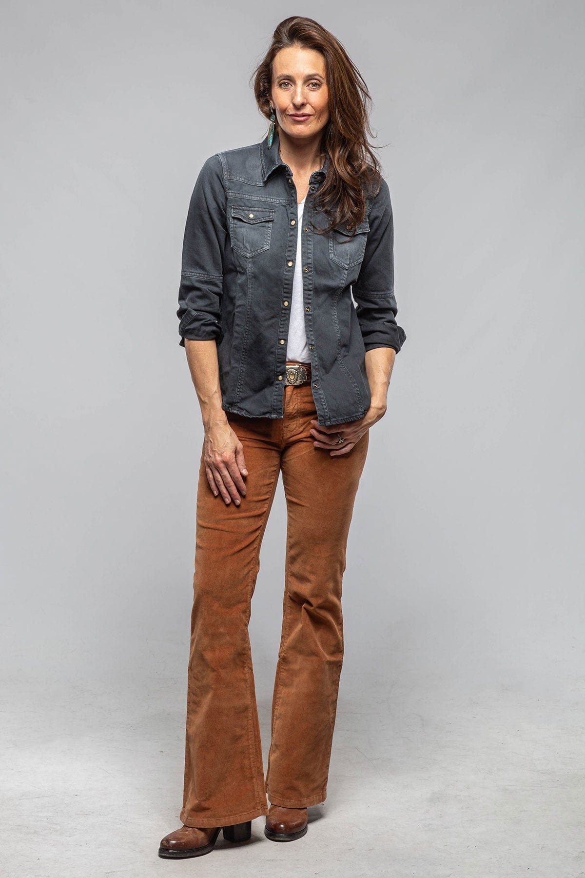 Axel's Premium Denim Sweetwater Denim Snap Shirt In Anthracite