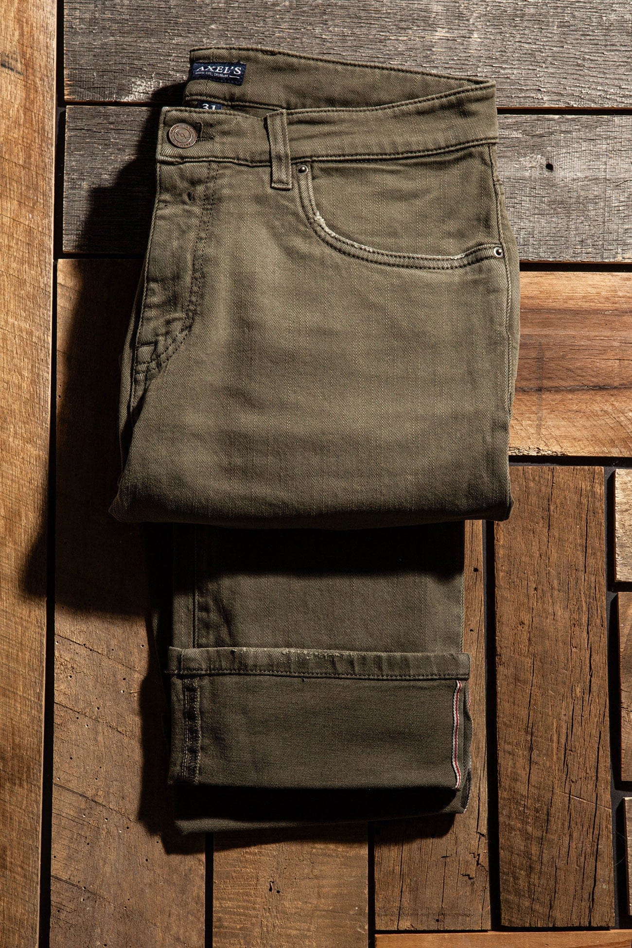 Axels Premium Denim Tucson Selvedge Denim In Army Mens - Pants - 5 Pocket