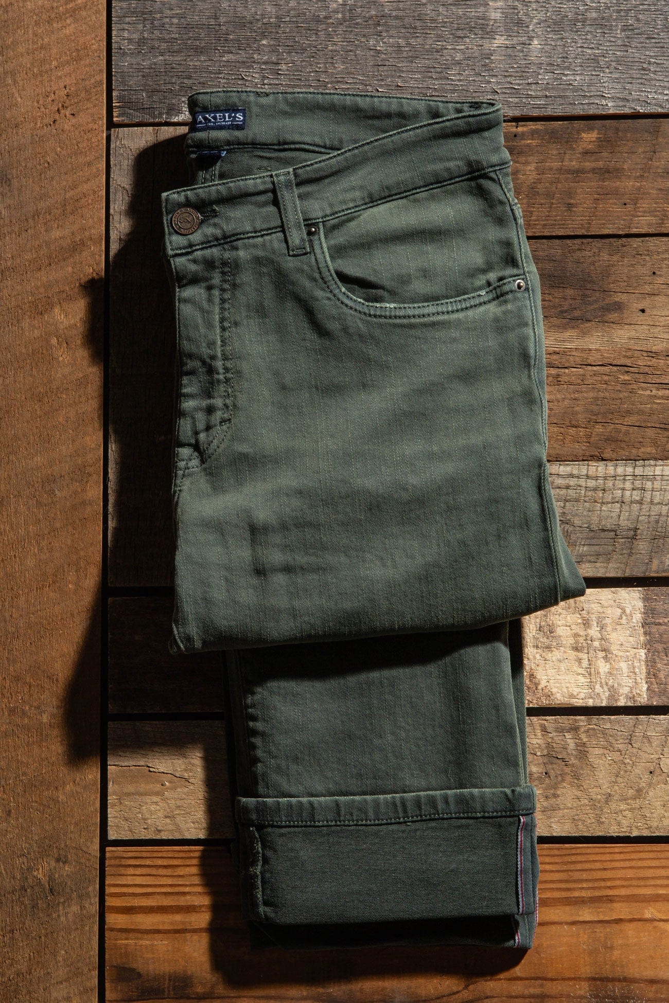 Axels Premium Denim Tucson Selvedge Denim In Verde Loden Mens - Pants - 5 Pocket