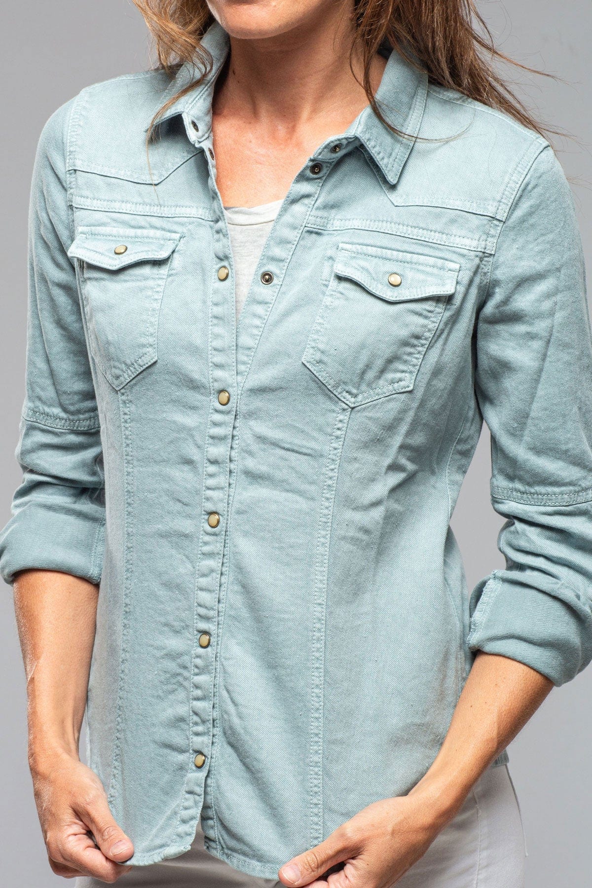 Yarmony Linen Cotton Denim Shirt In Ardesia - AXEL'S