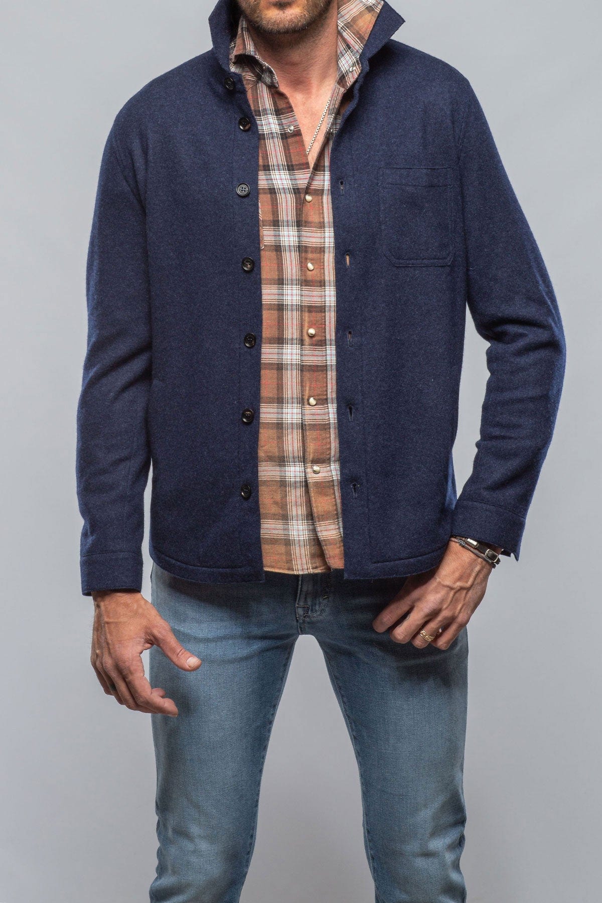 Baldassari Sooter Cashmere Shirt In Blueprint | Mens - Sweaters