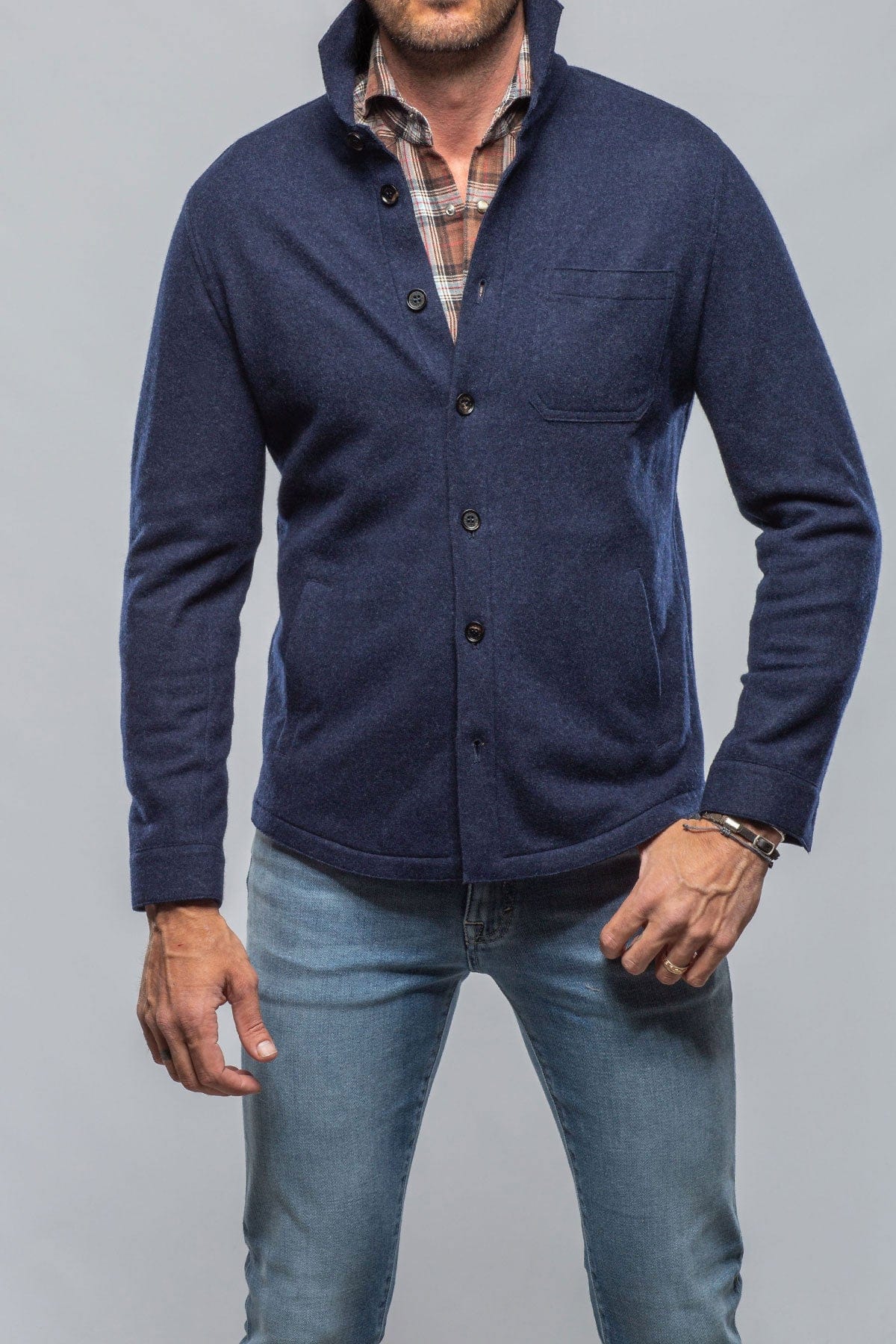 Baldassari Sooter Cashmere Shirt In Blueprint | Mens - Sweaters