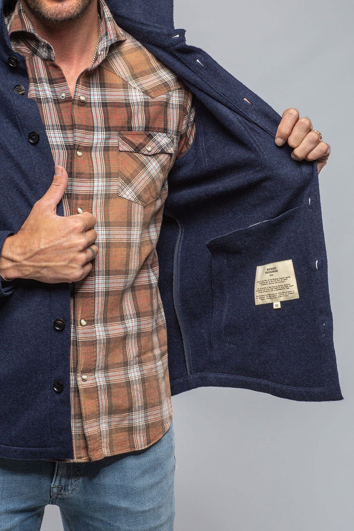 Baldassari Sooter Cashmere Shirt In Blueprint | Mens - Sweaters