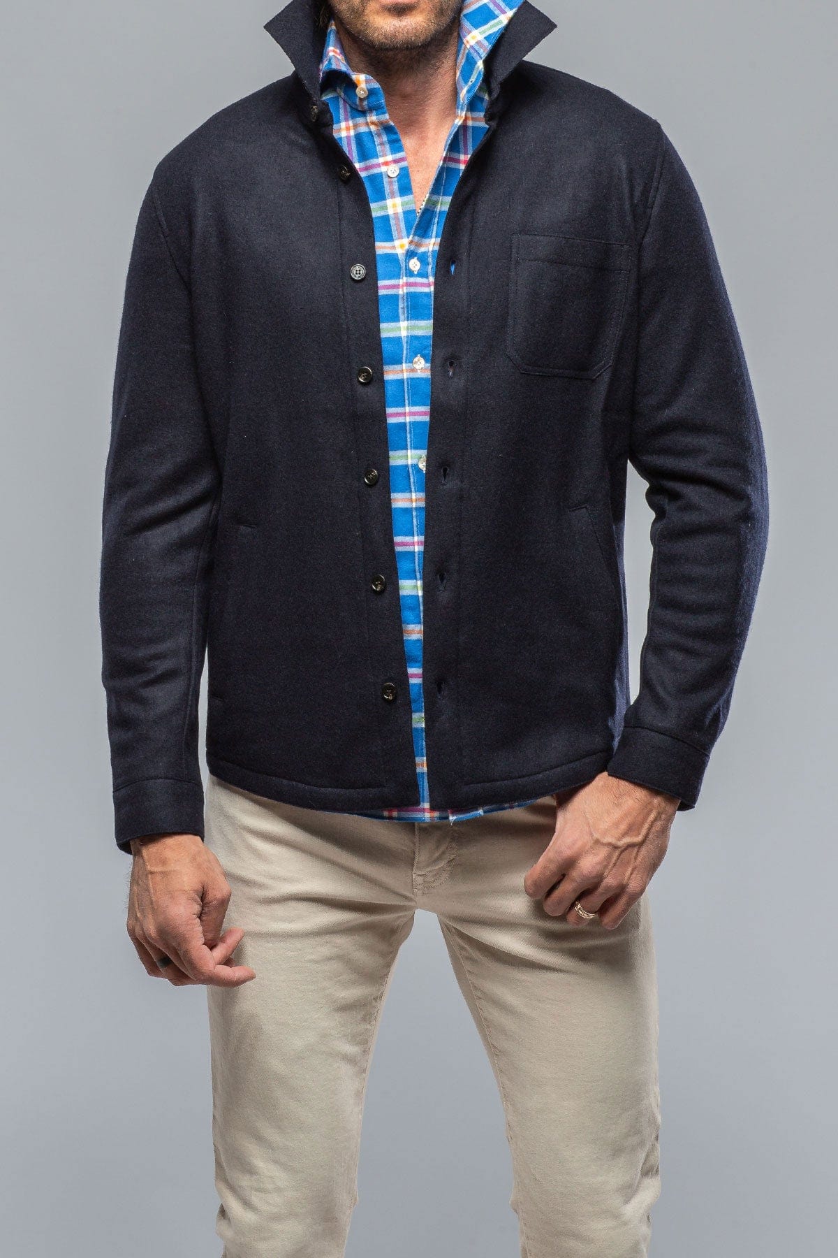Sooter Cashmere Shirt In Navy - AXEL'S