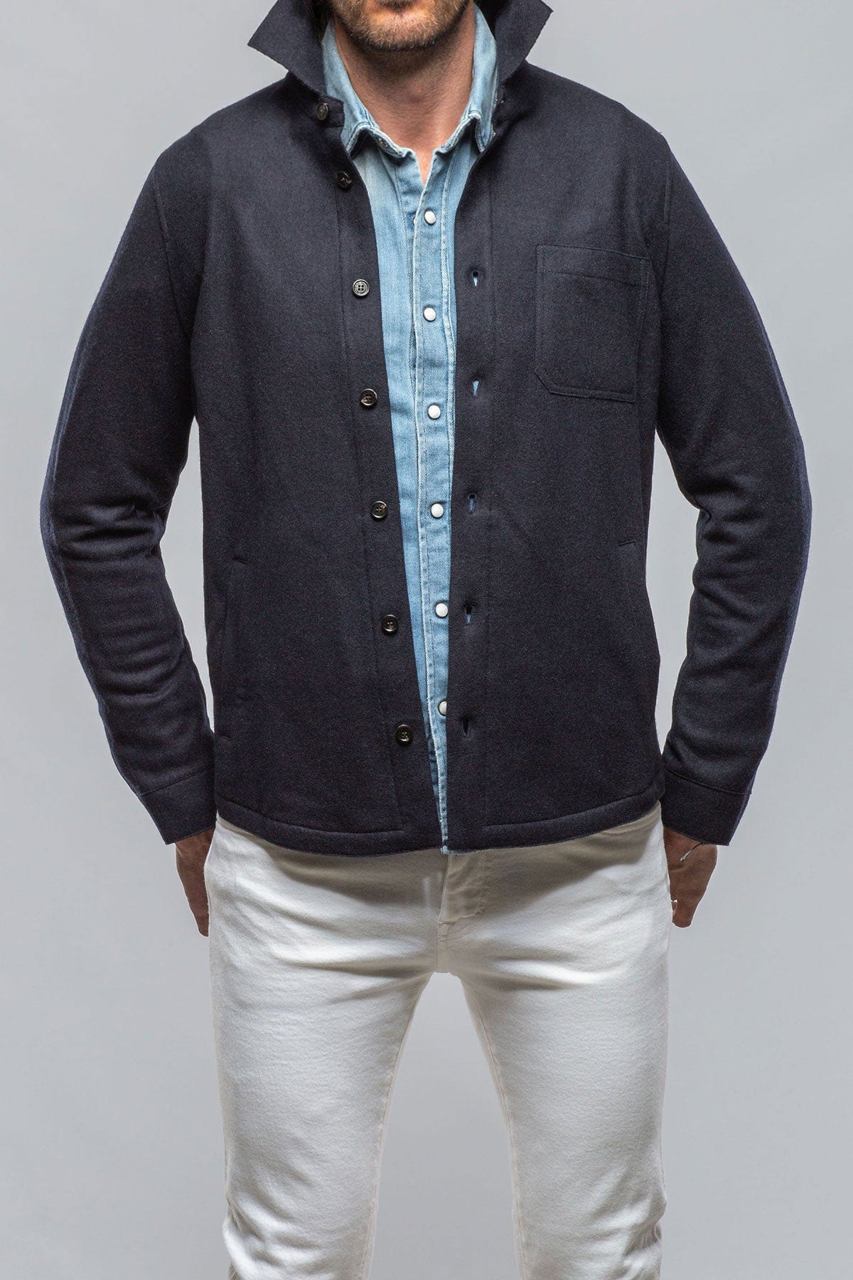 Sooter Cashmere Shirt In Navy - AXEL'S