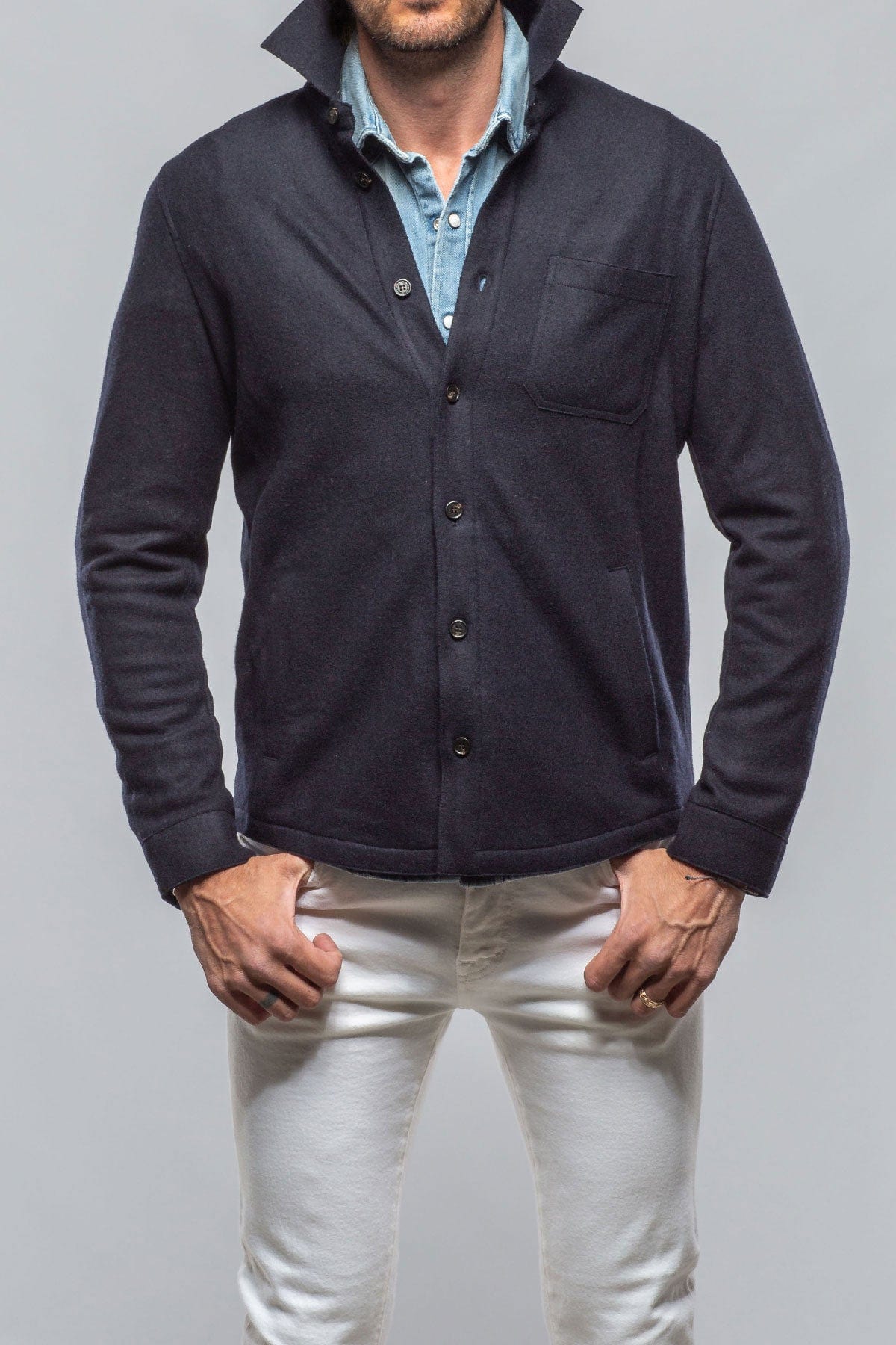 Sooter Cashmere Shirt In Navy - AXEL'S