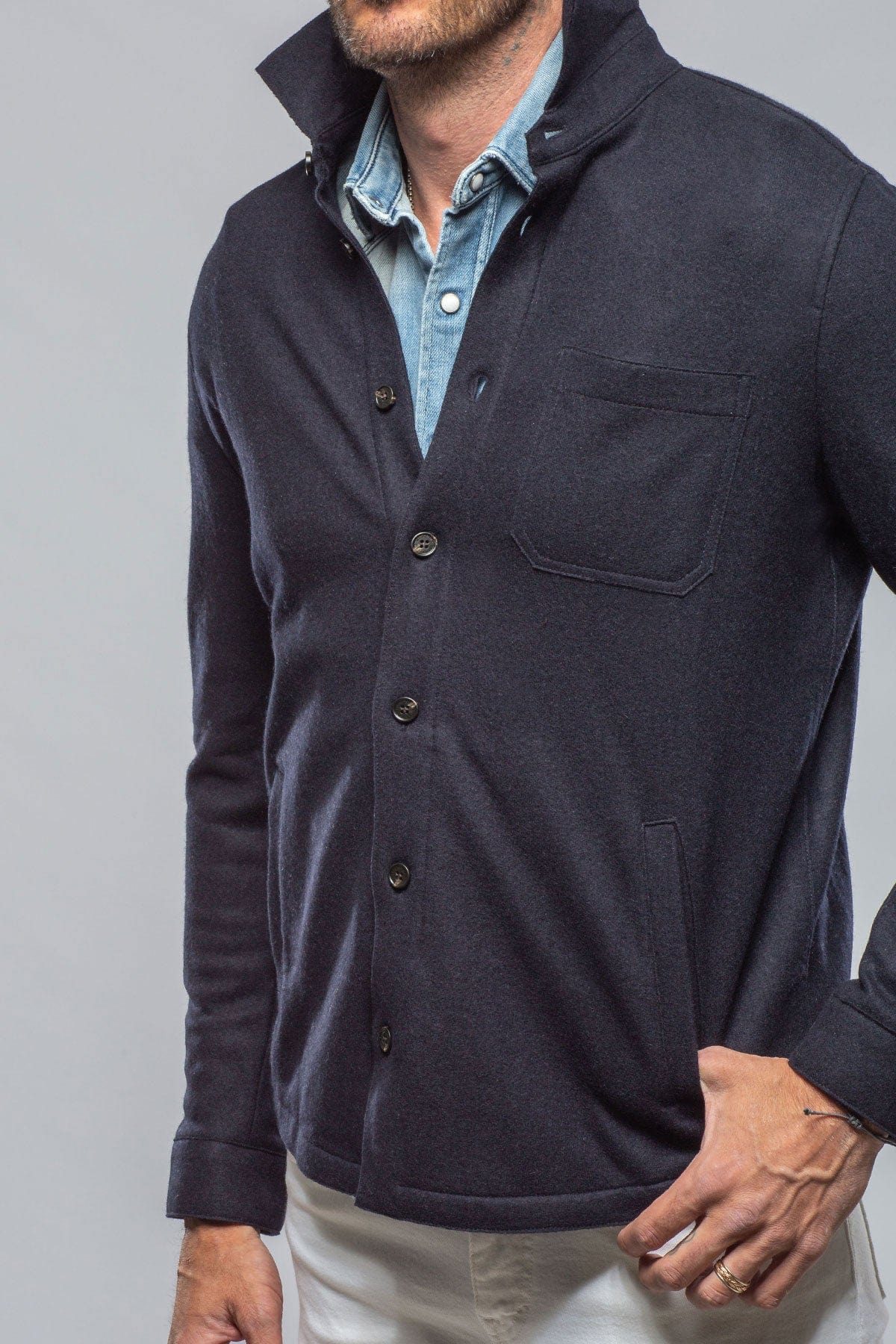 Sooter Cashmere Shirt In Navy - AXEL'S