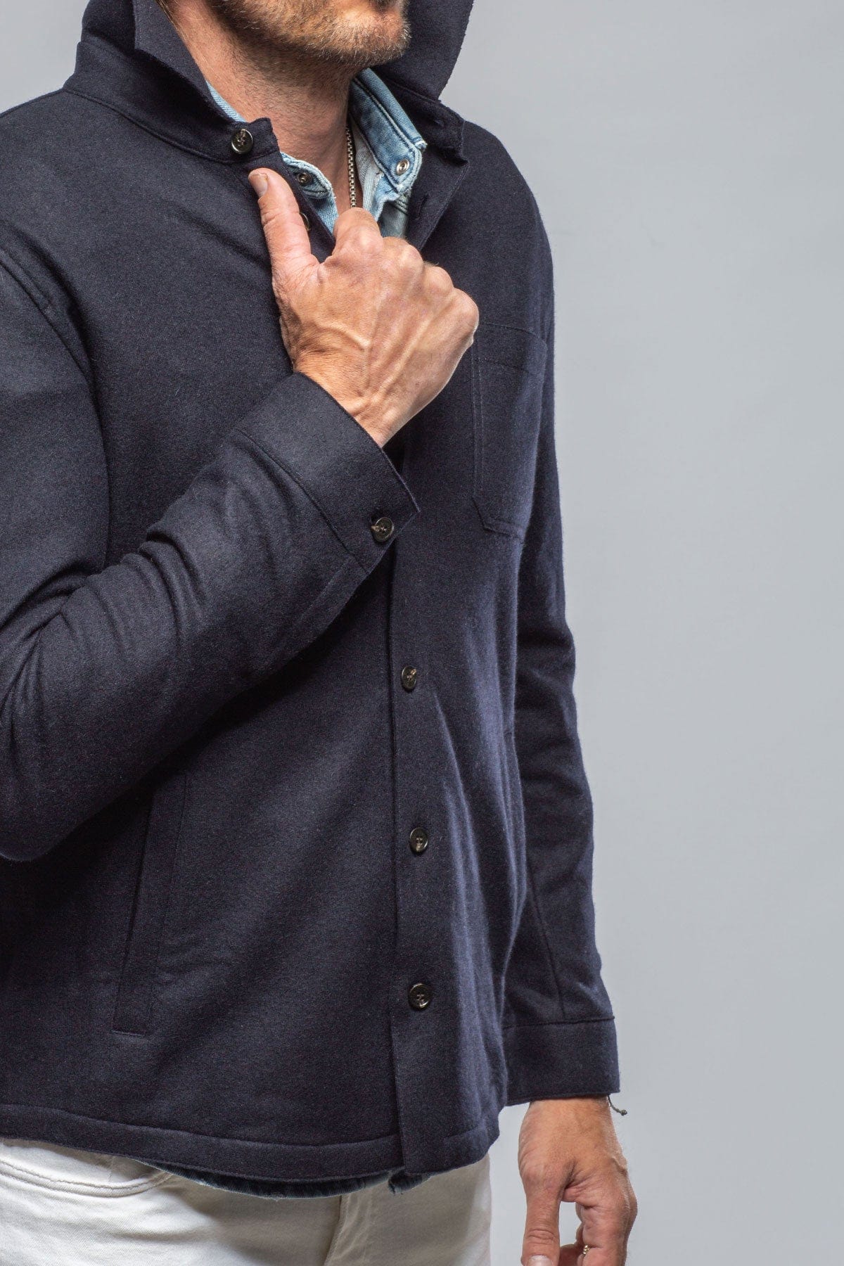 Sooter Cashmere Shirt In Navy - AXEL'S