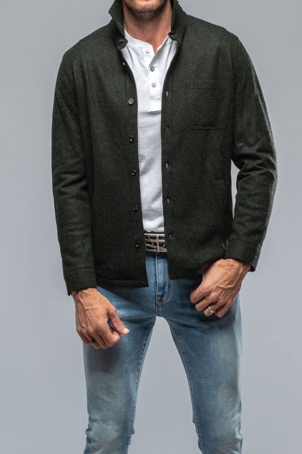 Sooter Cashmere Overshirt in Green - AXEL'S