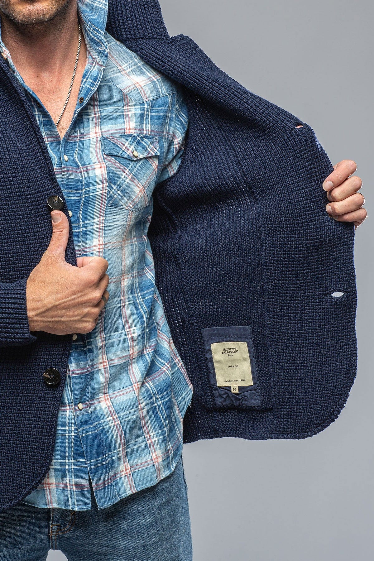 Baldassari Tuscan Sweater Jacket In Navy Mens - Sweaters