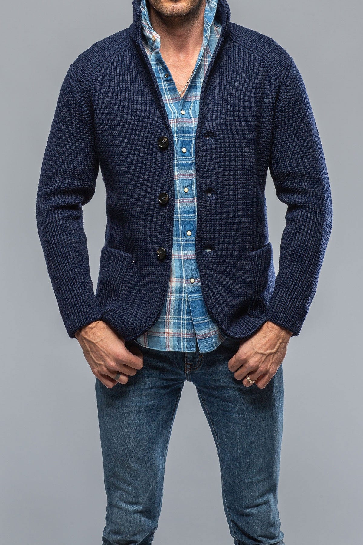 Baldassari Tuscan Sweater Jacket In Navy Mens - Sweaters