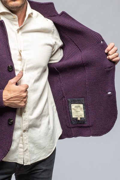 Tuscan Sweater Jacket In Wine - AXEL'S