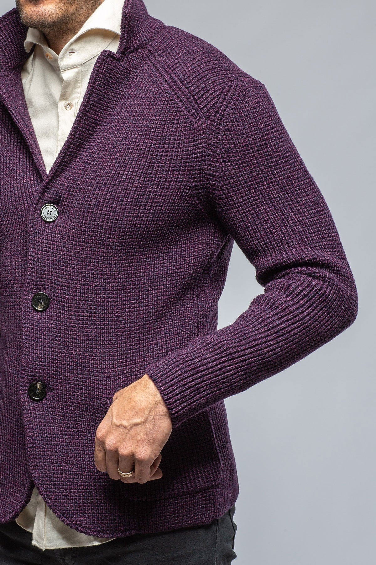 Tuscan Sweater Jacket In Wine - AXEL'S