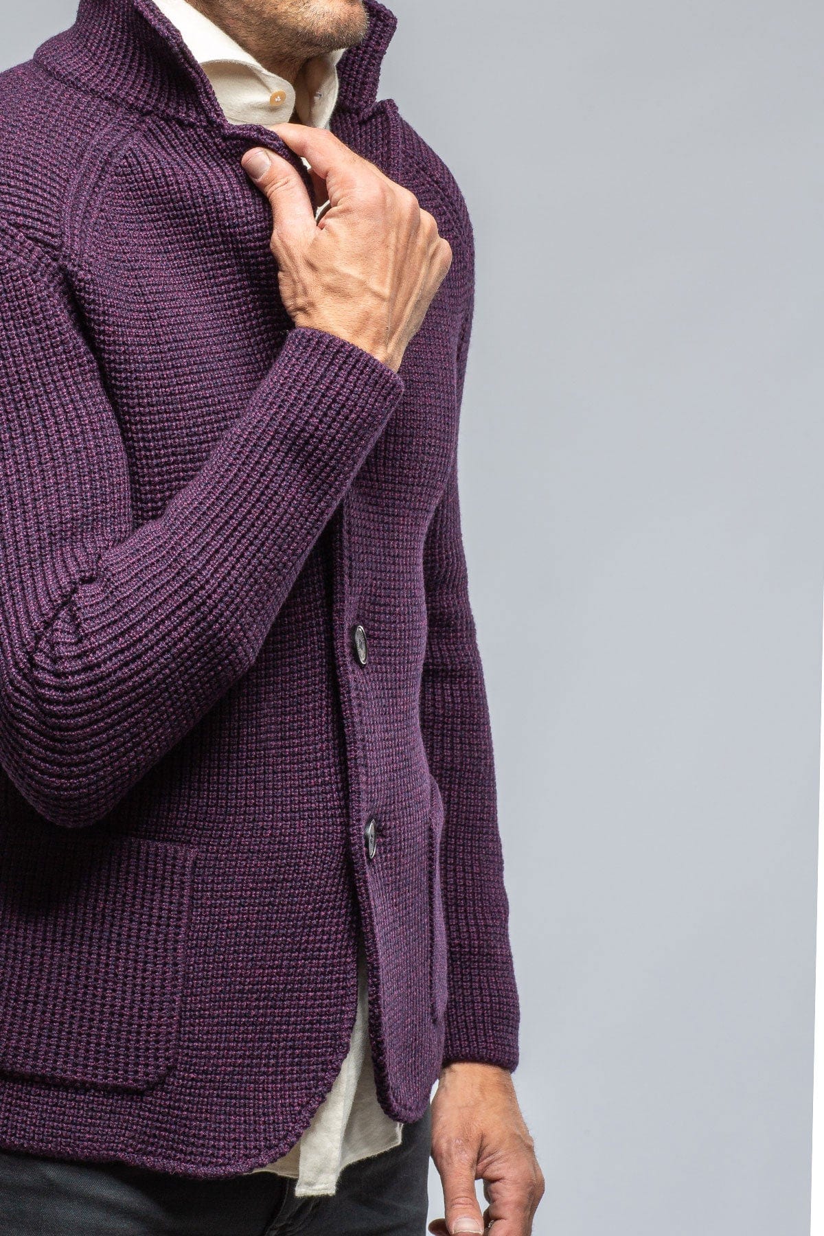 Tuscan Sweater Jacket In Wine - AXEL'S