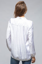 Tessa Wavy Ruffle V-Neck Blouse In White - AXEL'S