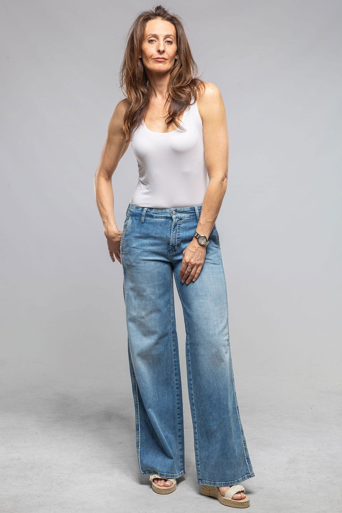 Cambio Alek Fringe Detail Jean In Soft Bleached | Axel's of Vail