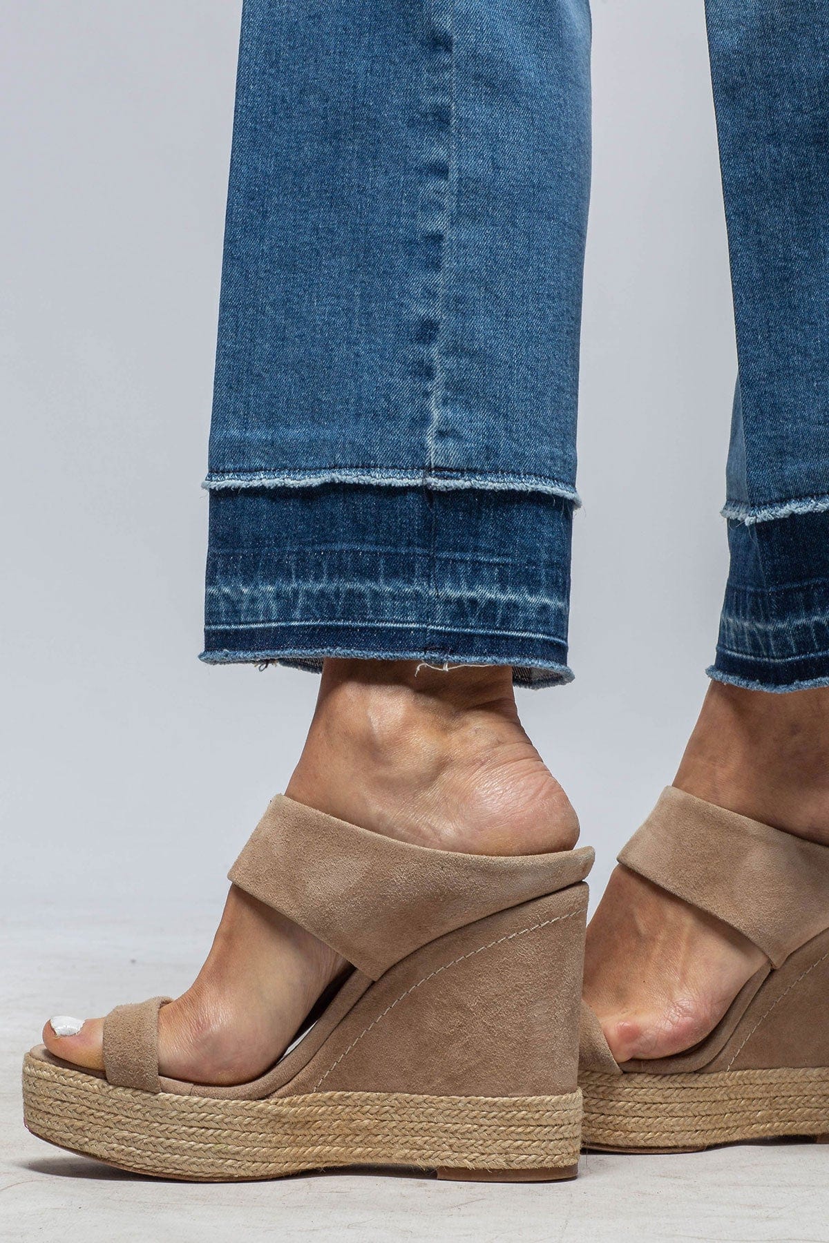 Cambio Francesca Cropped Dbl Hem Detail In Mid Blue | Axel's