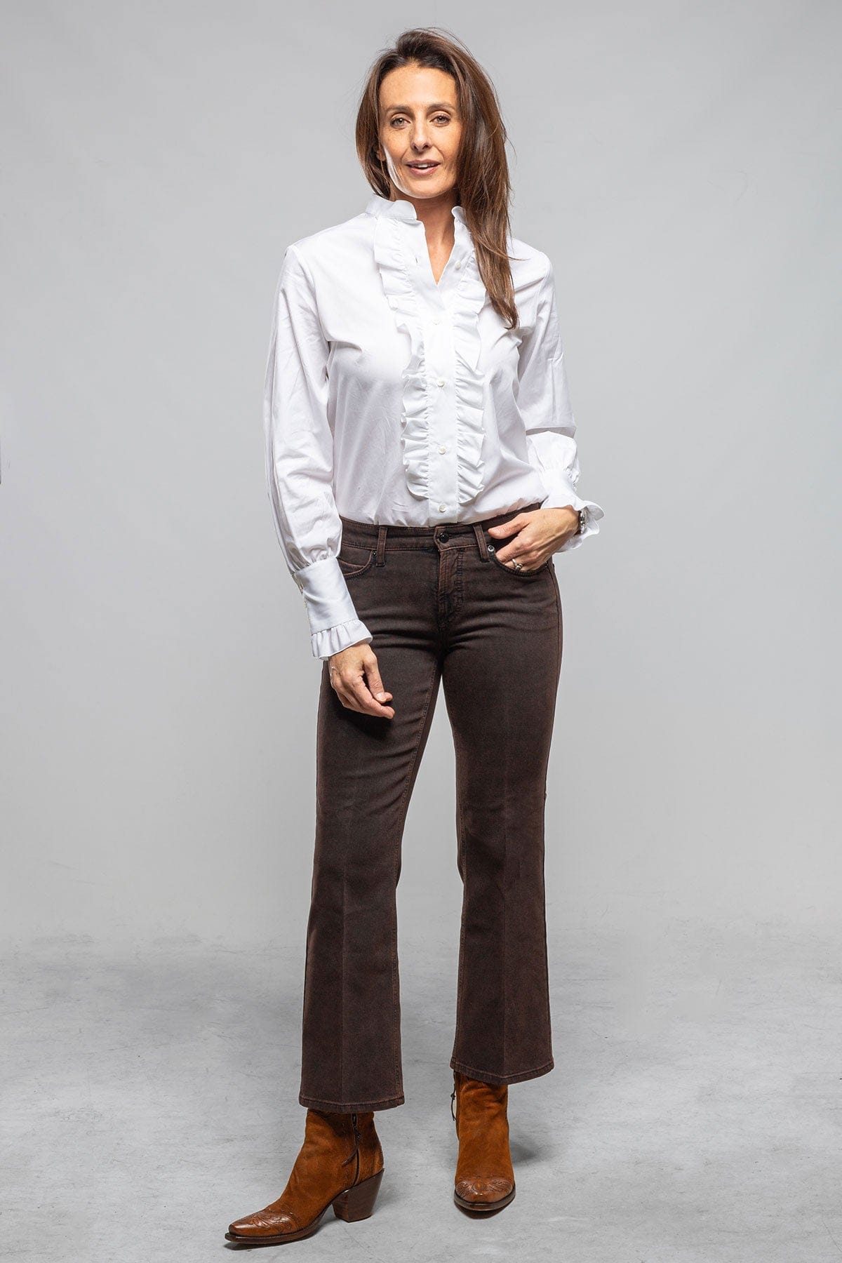 Cambio Francesca Cropped Jean In Chocolate Over-dye | Axel's of Vail