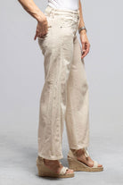 Palazzo Cropped Jean In Off White - AXEL'S