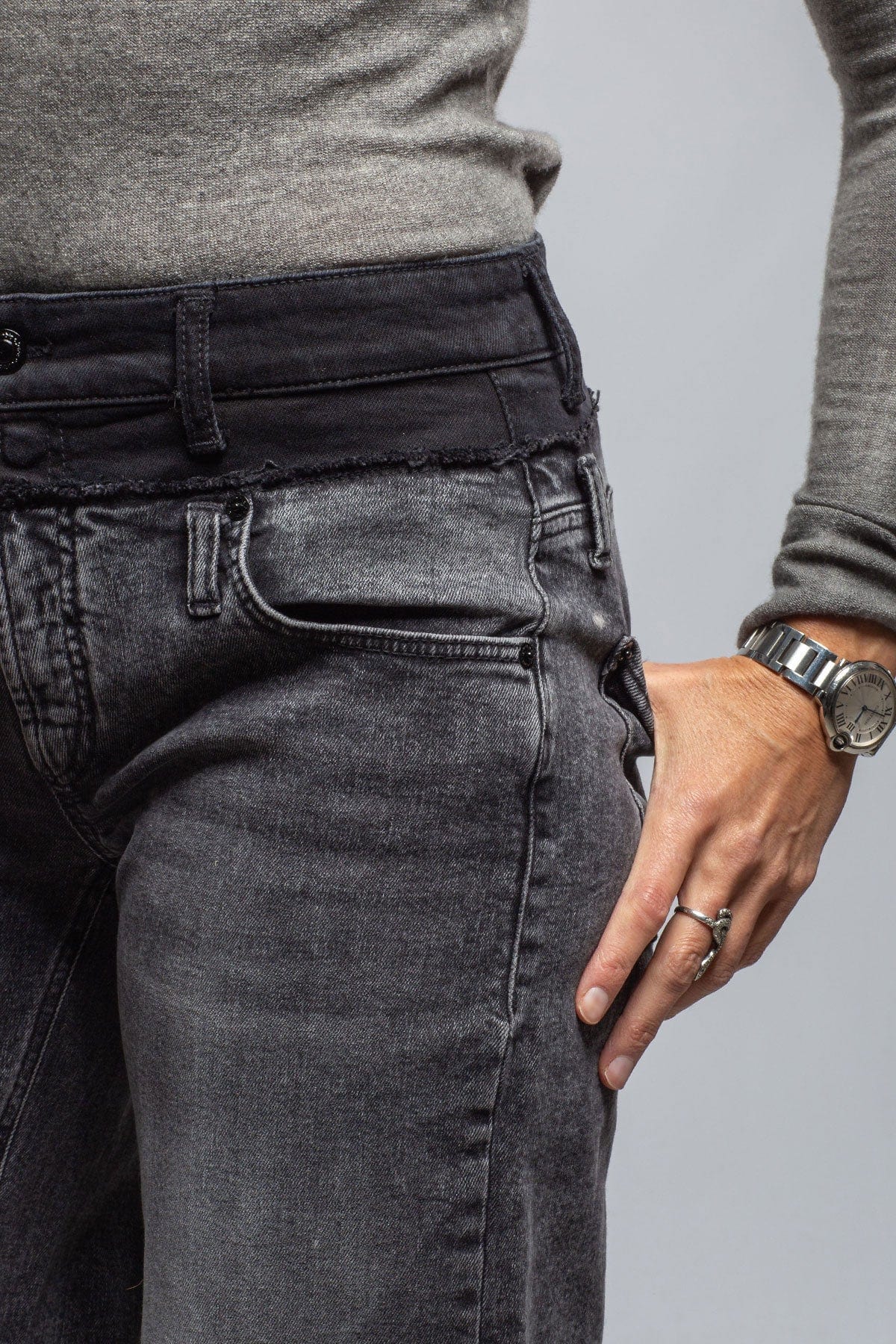 Cambio Shannen Wide Leg Charcoal W/ Black Waist Band