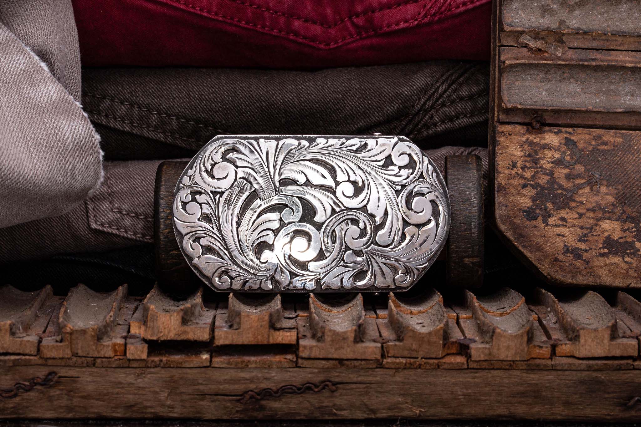Vintage Sterling Silver & 18k Gold Cowboy Western Belt Buckle Mexico  Artisan Handmade 
