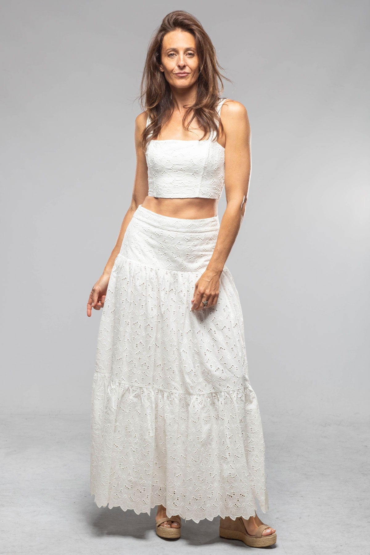 Dahlia Bianca Chantal Eyelit Cotton A-line Skirt | Axel's of Vail