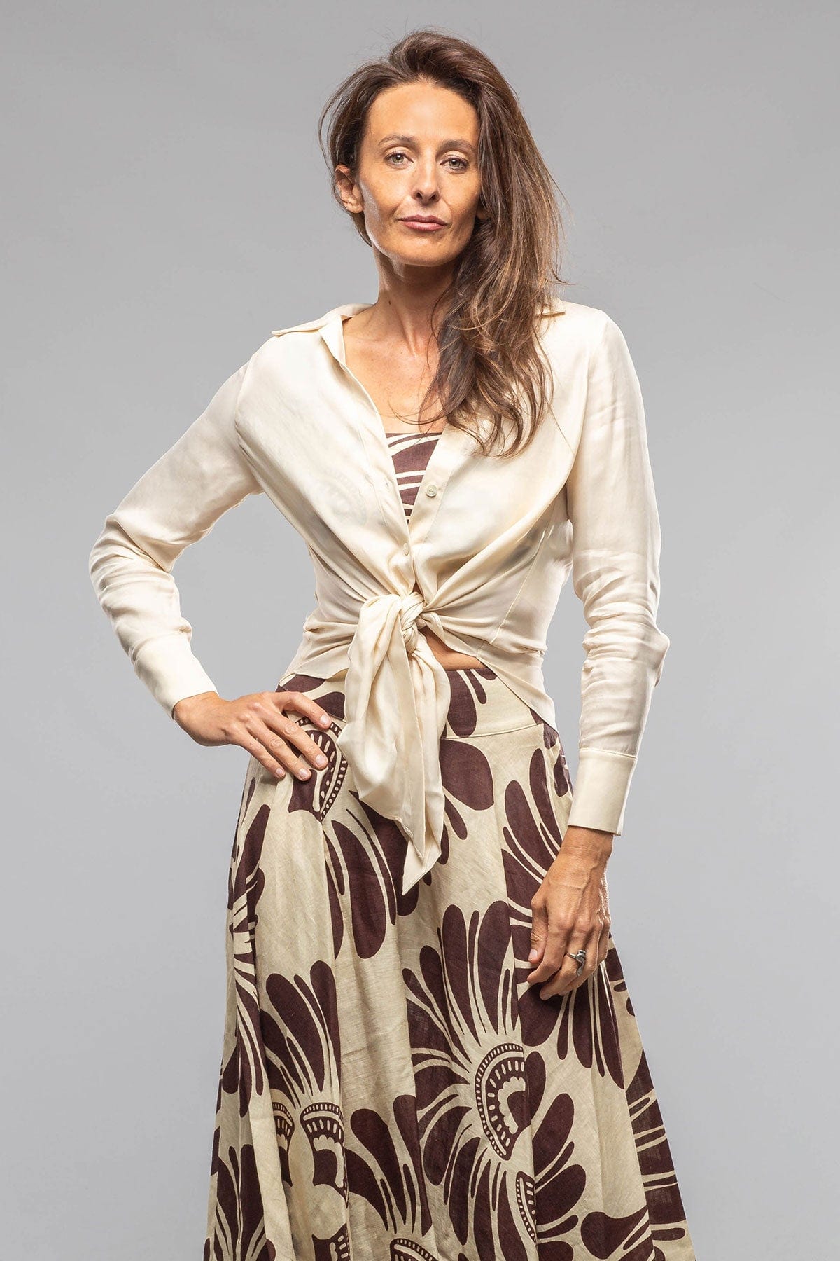 Millie Tie Front Shirt In Ecru - AXEL'S