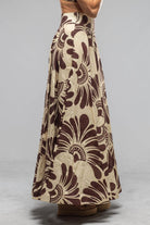 Dahlia Bianca Tamina Long Skirt In Chocolate Fantail Print | Ladies - Skirts