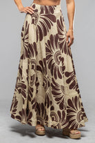 Dahlia Bianca Tamina Long Skirt In Chocolate Fantail Print | Ladies - Skirts