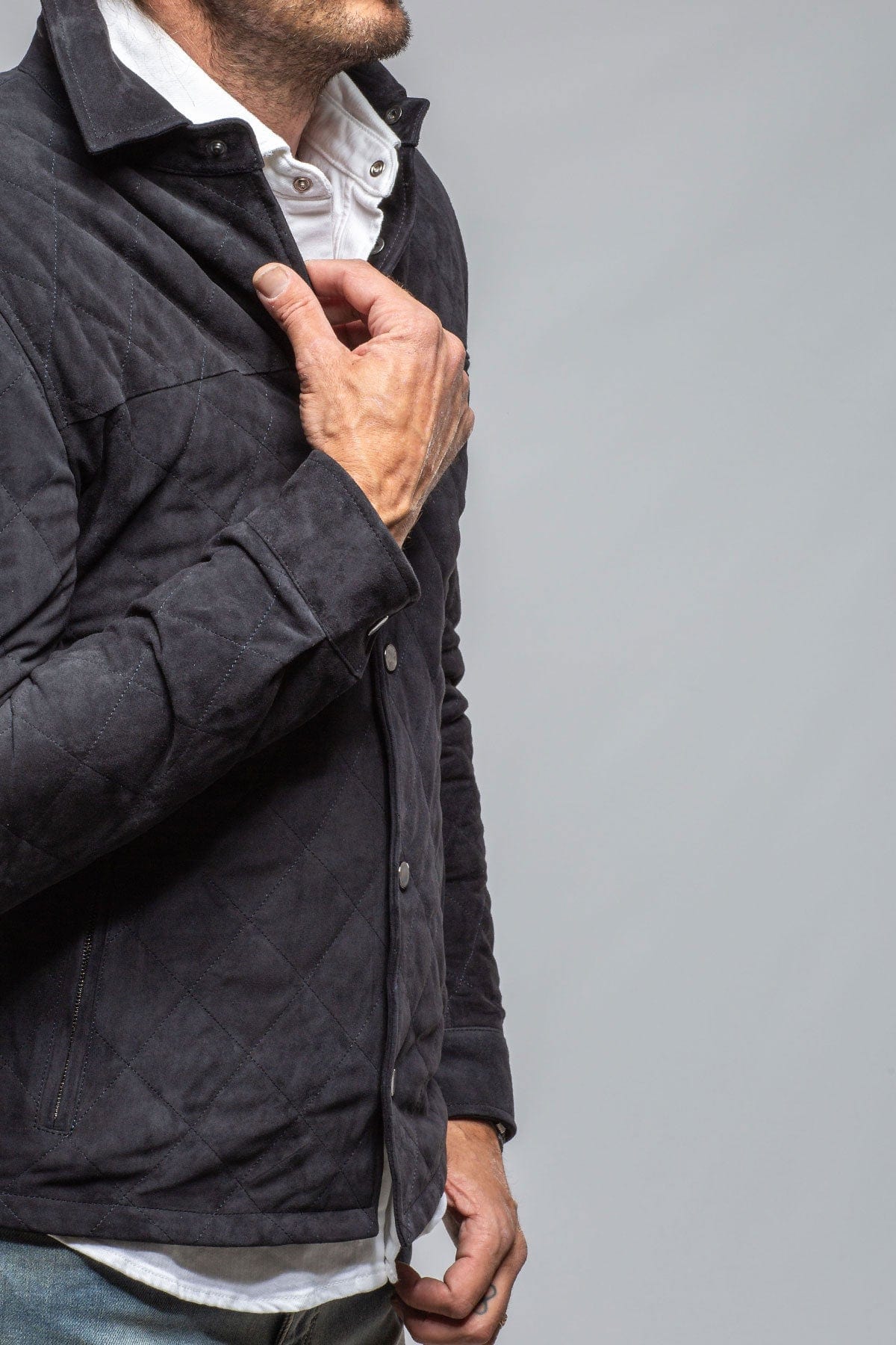 Callum Quilted Shirt Jacket In Navy - AXEL'S