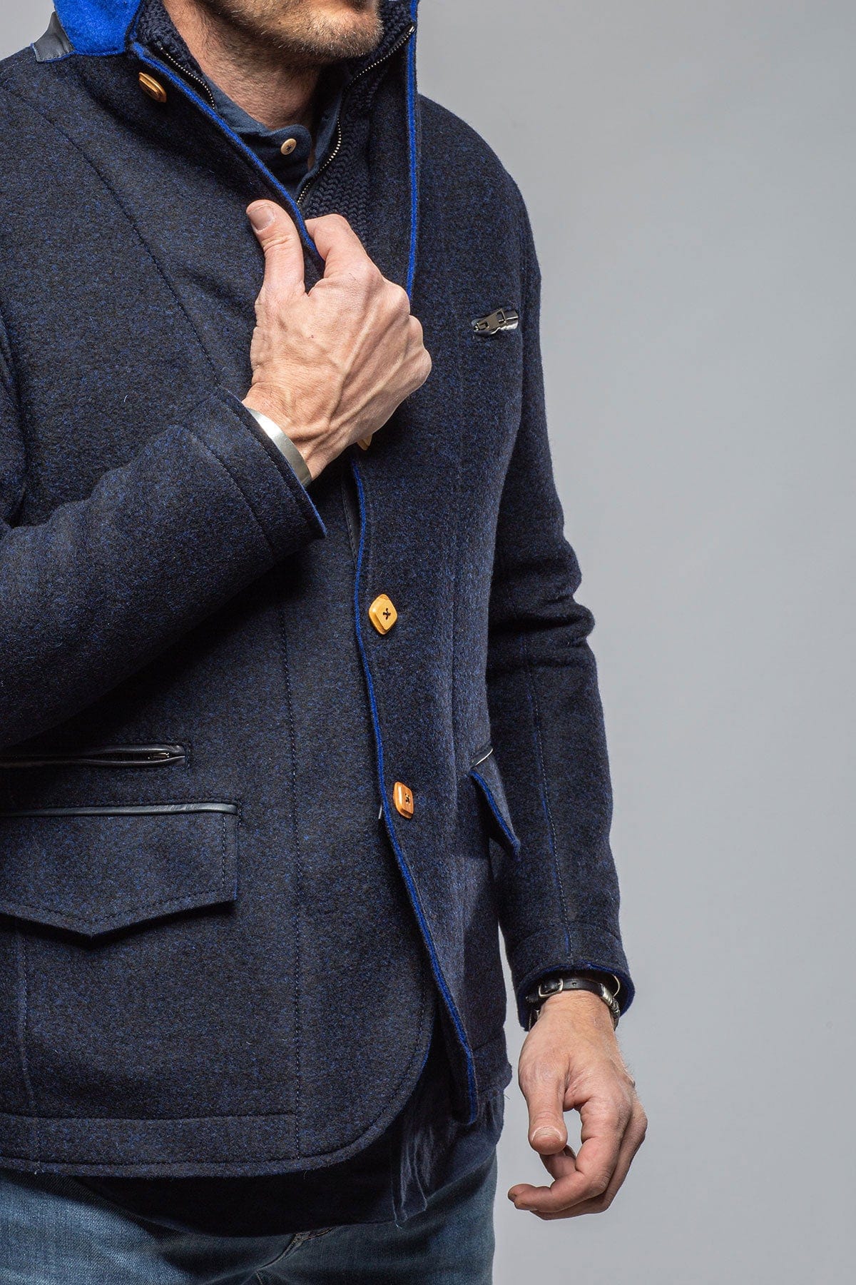 DiBello Canton Wool Jacket In Dark Navy Mens - Outerwear - Cloth