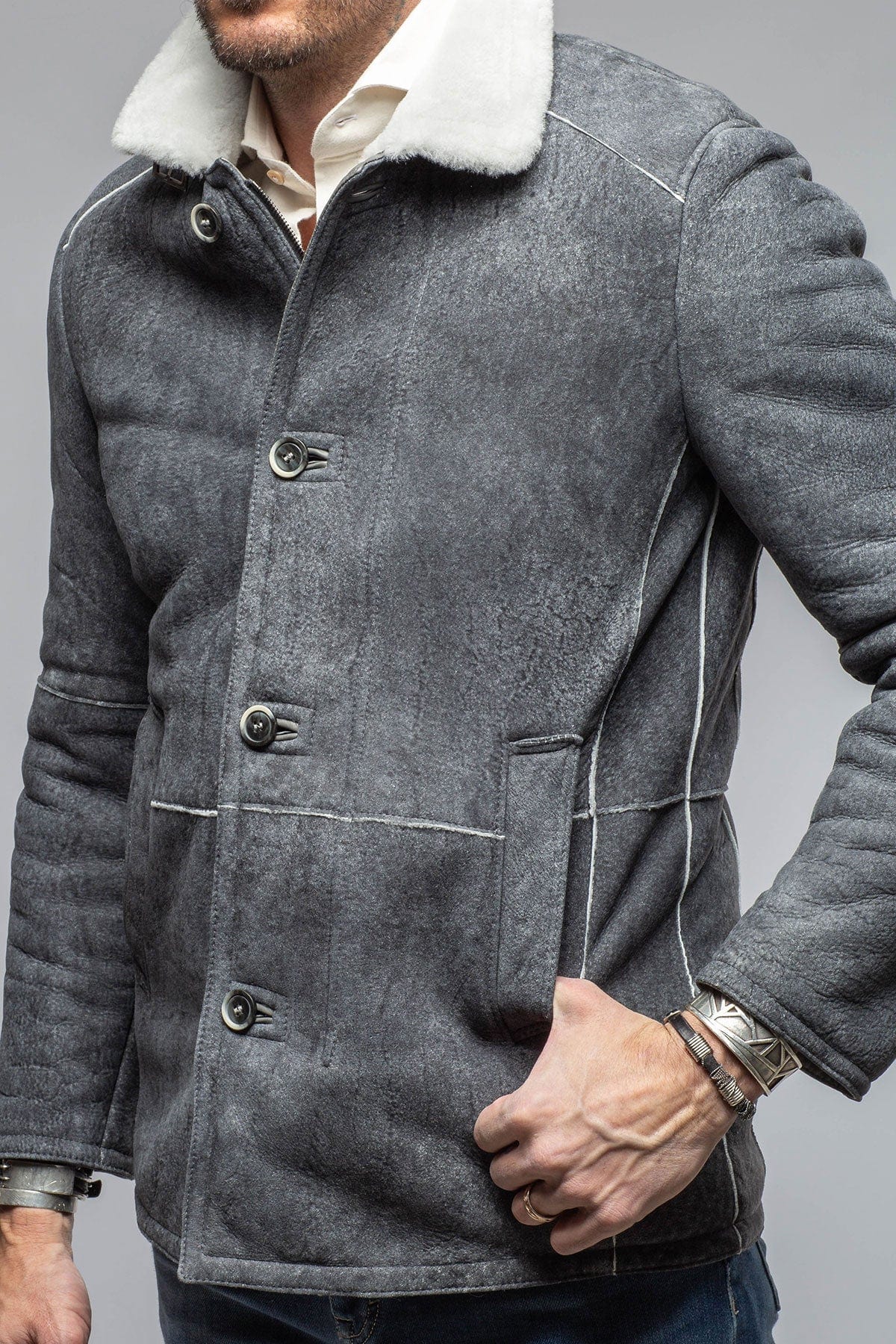 DiBello Denali Shearling In Grey Samples - Mens - Outerwear - Shearling