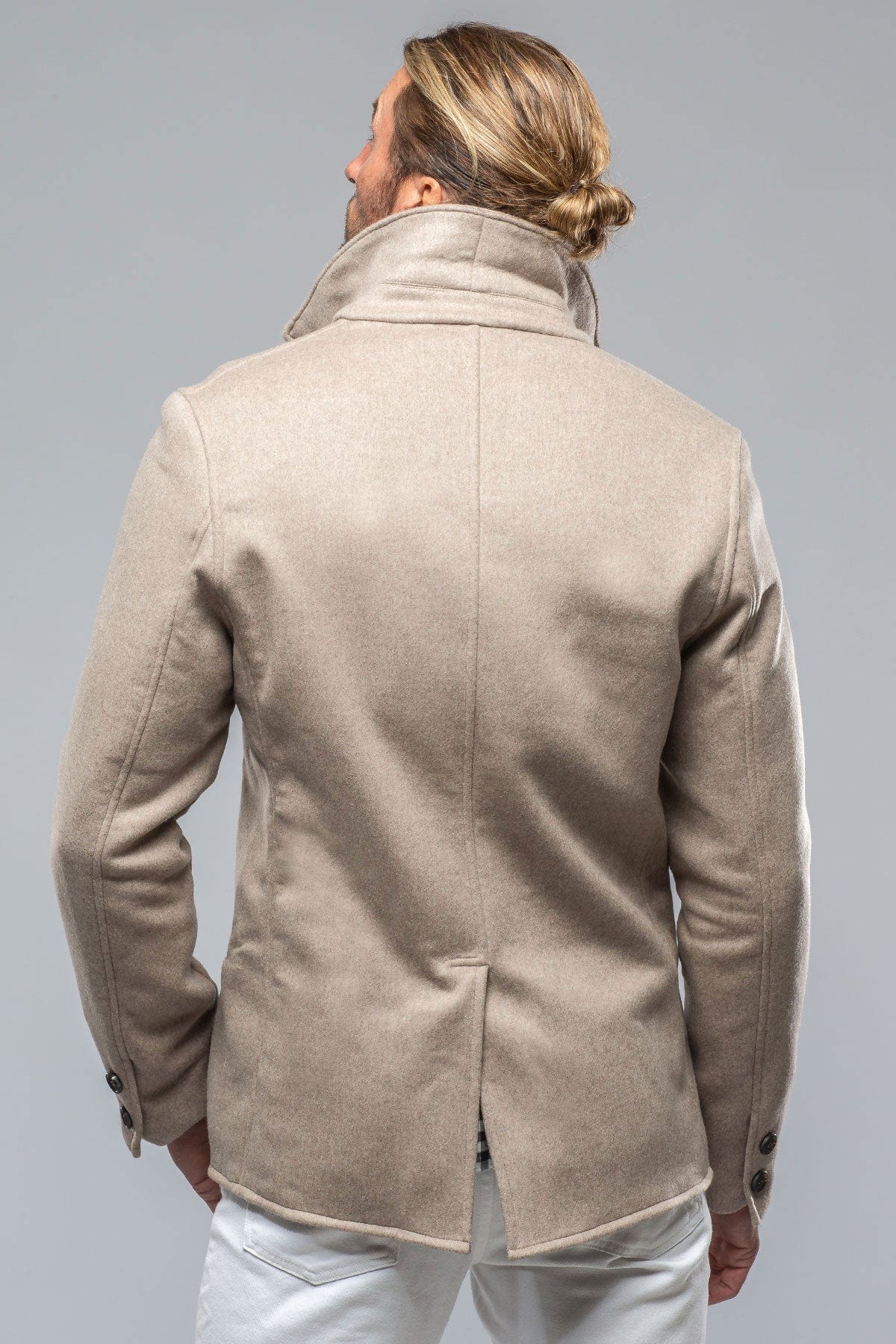 Kash Double Face Cashmere Coat In Beige/Blue - AXEL'S