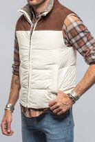 Vail Vest In White with Brown Suede - AXEL'S