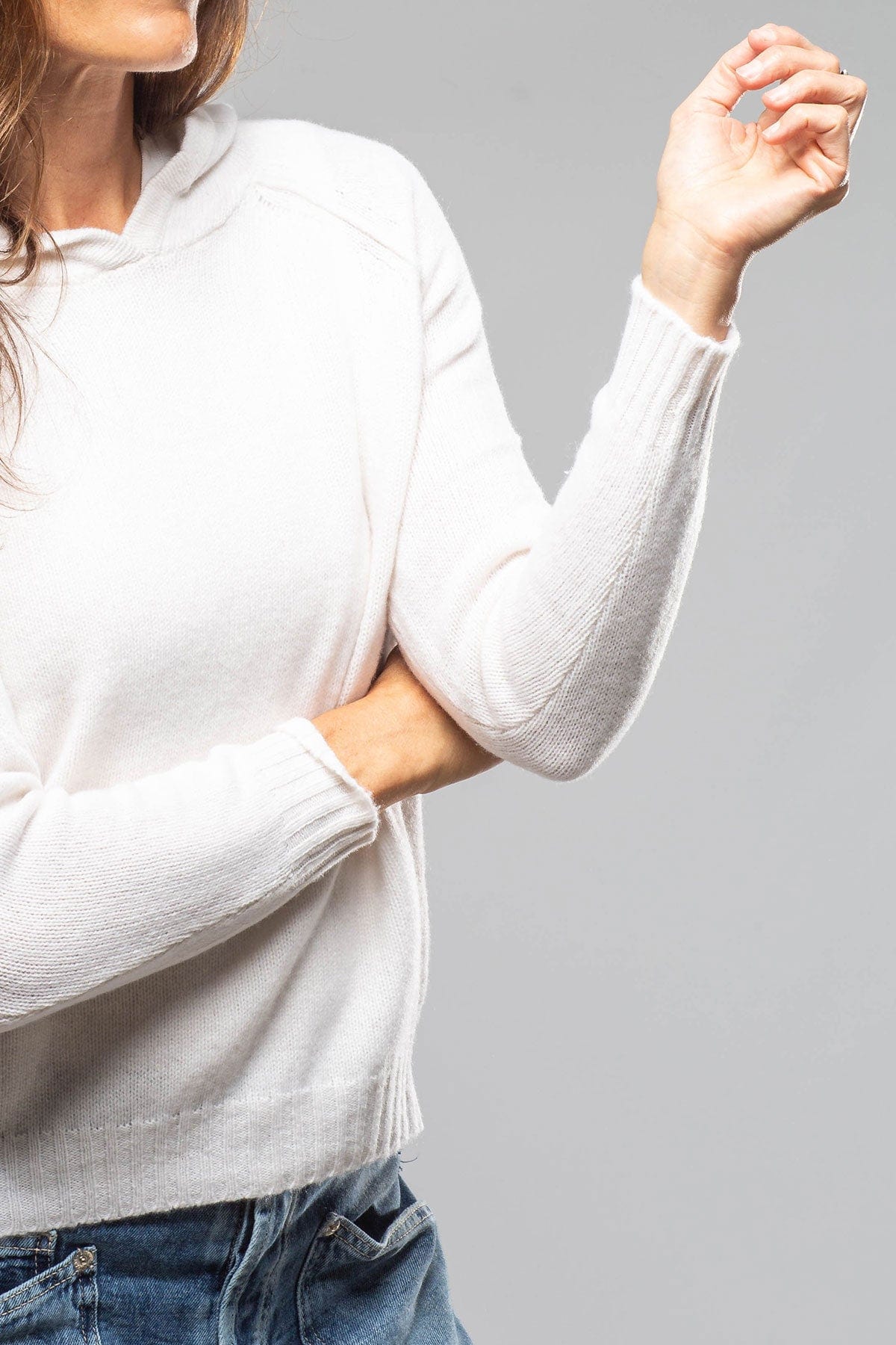 Dune Argo Hooded Cashmere Sweater In Off White | Axel's of Vail