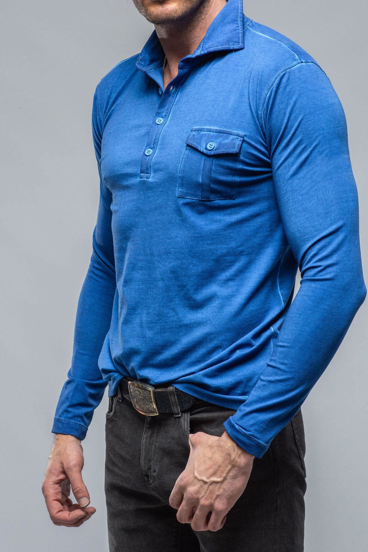 Cafe Paco LS Polo Shirt In Cobalt - AXEL'S