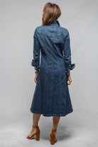 Cody Snap Dress In Mid Blue Distressed - AXEL'S