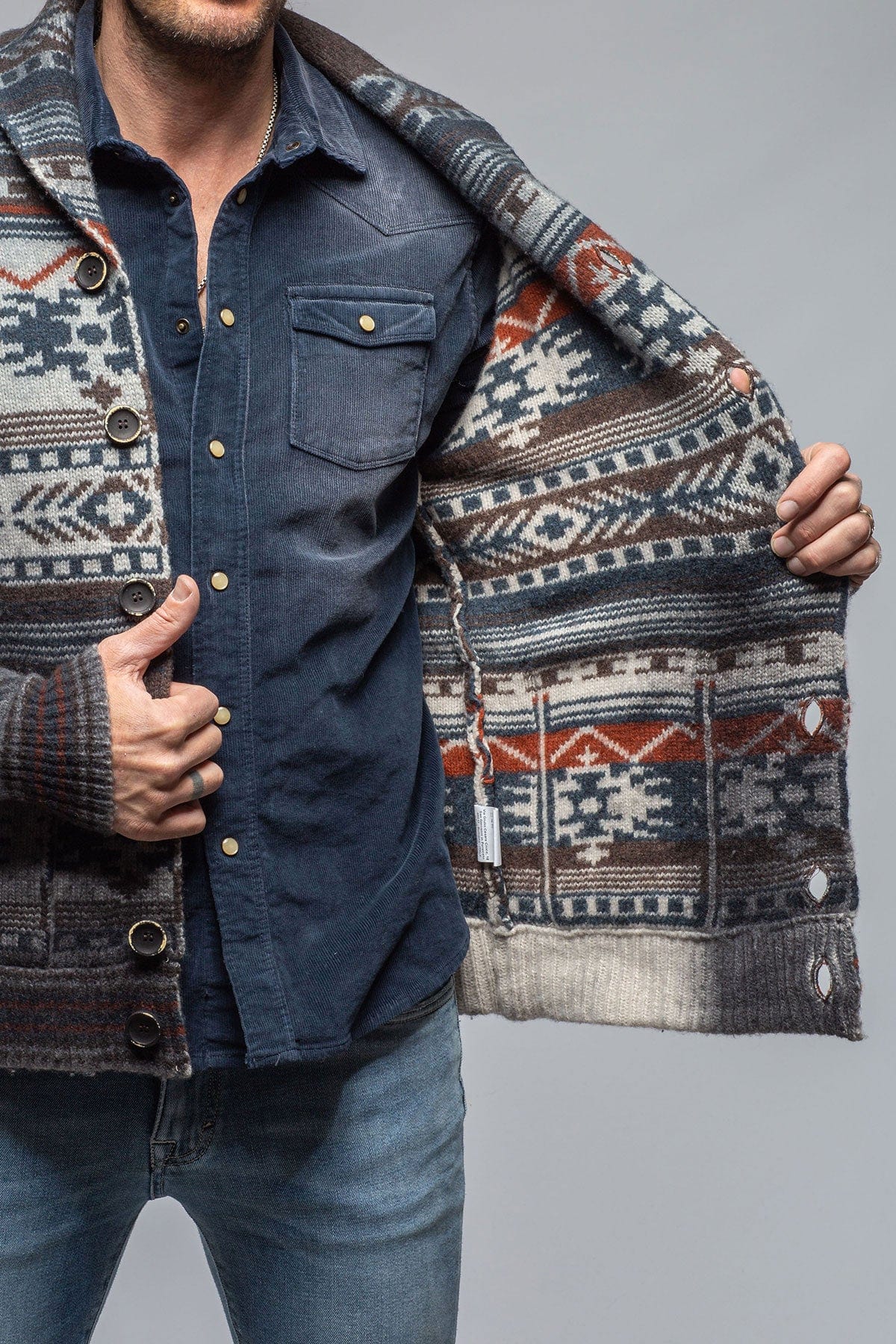 Jeckyll Navajo Shawl Jacket In Grey - AXEL'S