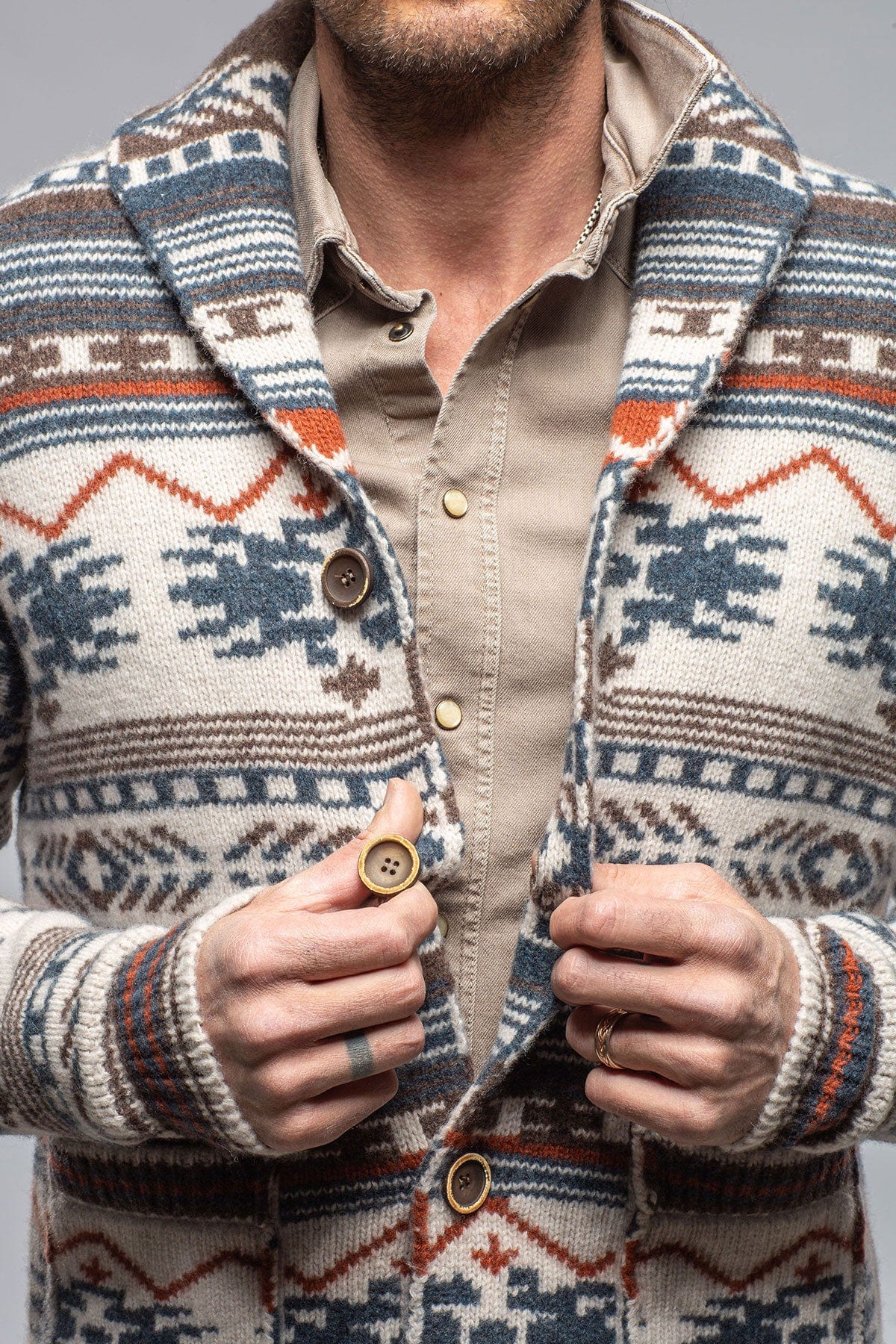 Jeckyll Navajo Shawl Jacket In Natural - AXEL'S