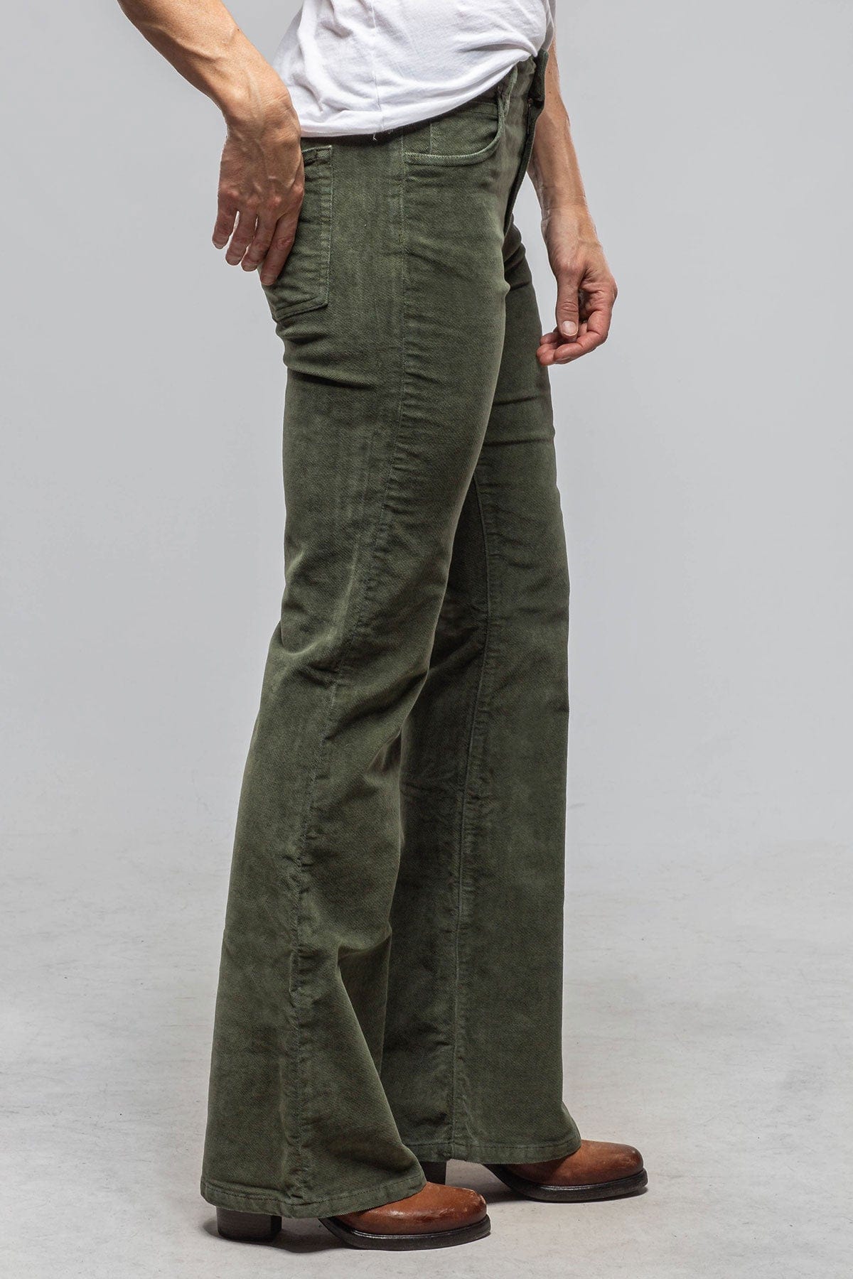 Dune Luna Velvet Flare In Military Ladies - Pants - Jeans