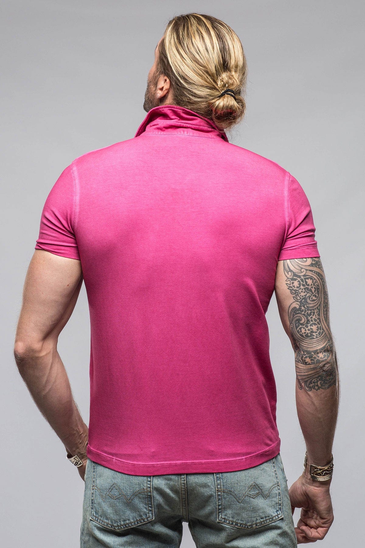 Dune Toulour SS Woven Polo in Raspberry Mens - Shirts - Polos