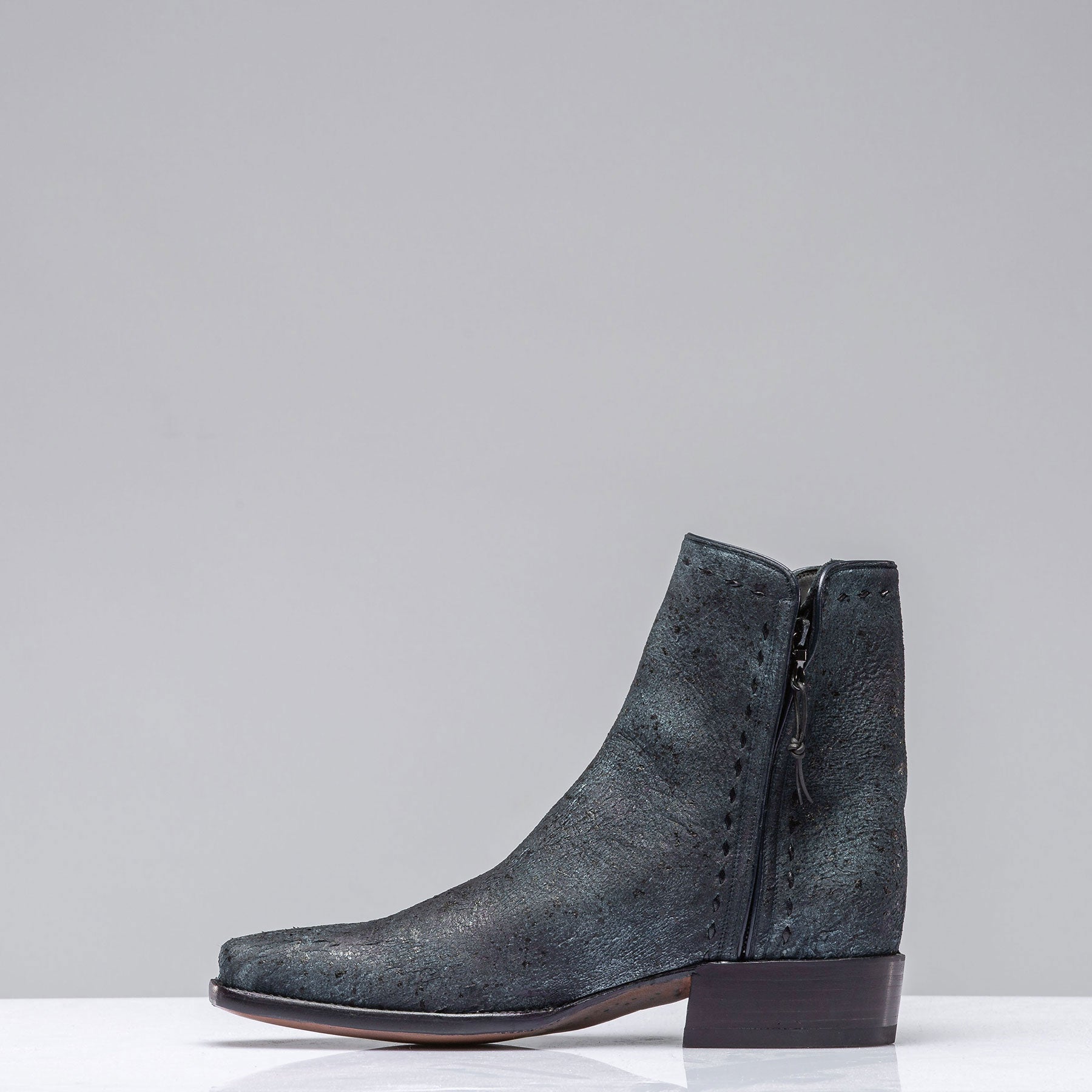 Stallion Boots Goat Suede Zorro In Vintage Denim Blue | Mens - Cowboy Boots