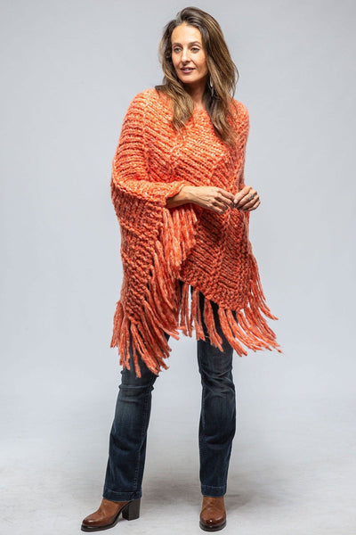 Soliana Cashmere Poncho In Melon Flame - AXEL'S