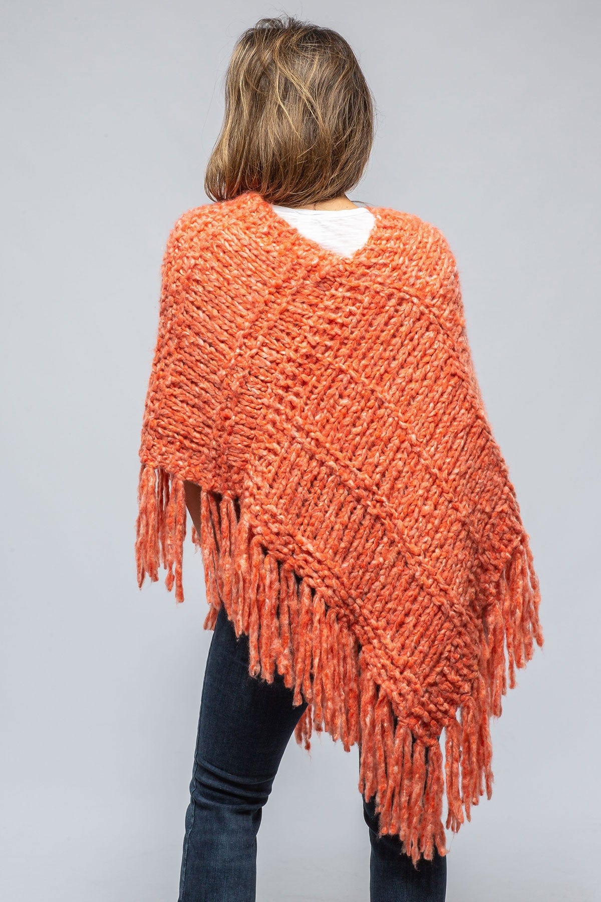 Soliana Cashmere Poncho In Melon Flame - AXEL'S
