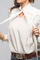 European Culture Pascal Silk Ruffle Tie Neck Blouse In White Ladies - Blouses