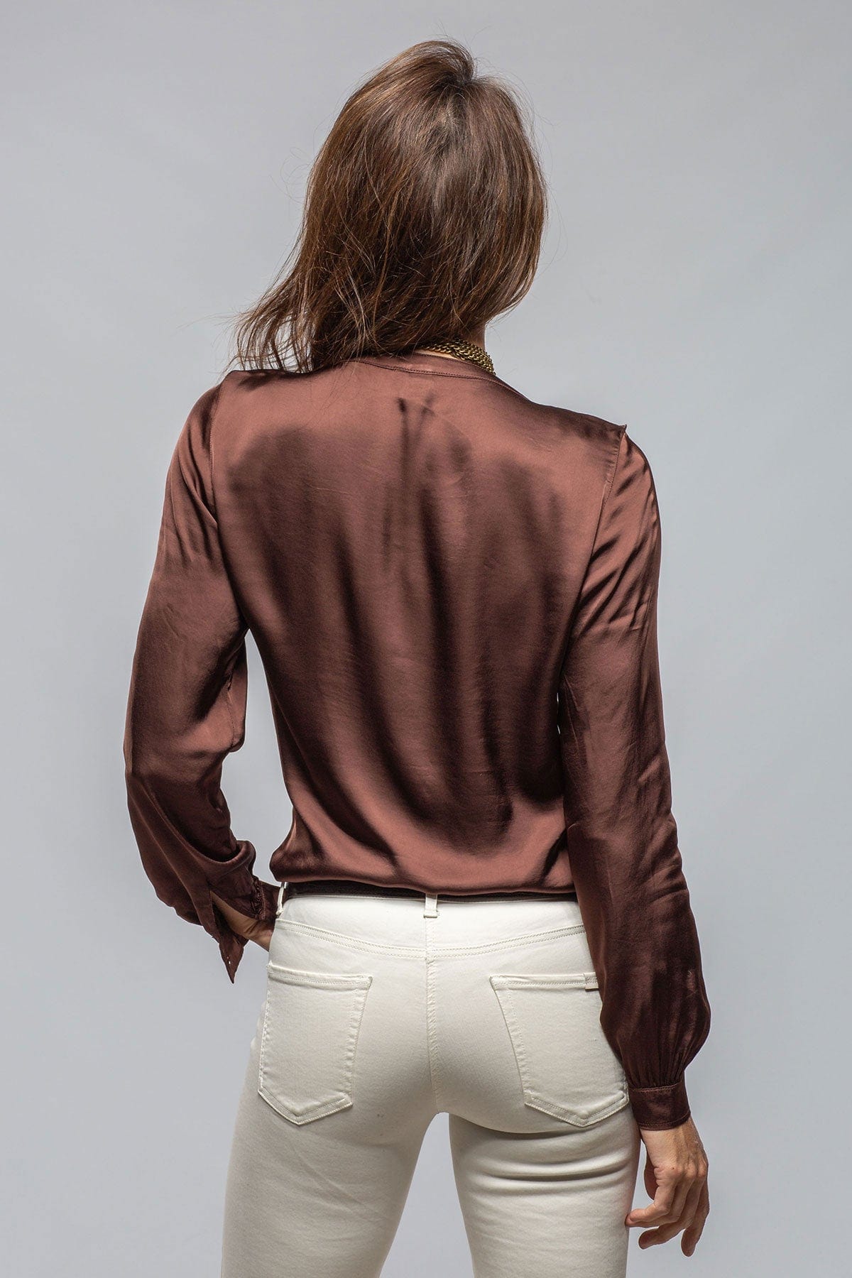 Vivian Ruffle Blouse In Chocolate - AXEL'S